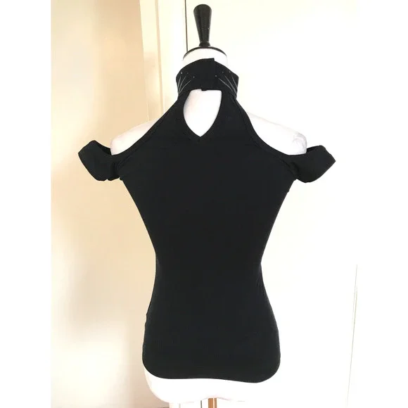 Vintage Lip Service Millennium Moon Goth Punk Cyber Tribal Halter Top Black L - Picture 4 of 8